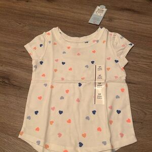 Target Kids Short Sleeve Heart Tee - White with Multicolor Hearts